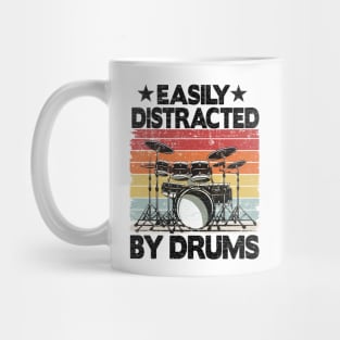 Easily Distracted By Drums Funny Drummer Dad Gift Mug